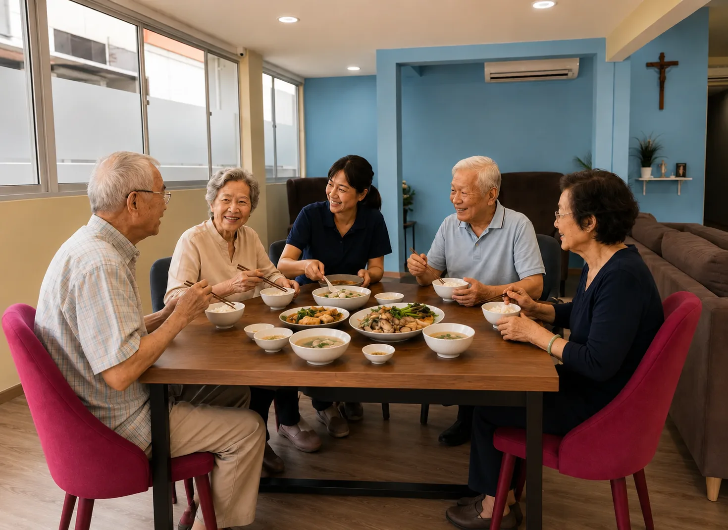 Nutritious home-style meals prepared for seniors at Blue Atria Singapore